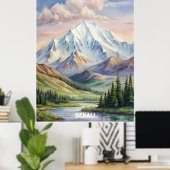Denali Nationaal Park Waterverf Schilderij Poster (Thuiskantoor)