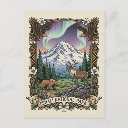 Denali National Park Alaska Briefkaart (Voorkant)