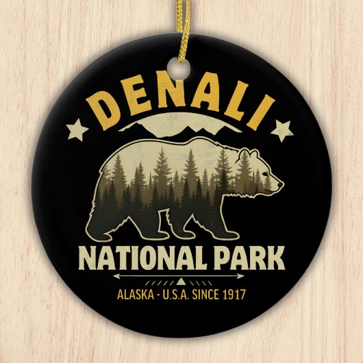 Denali National Park Alaska Forest Landscape Keramisch Ornament