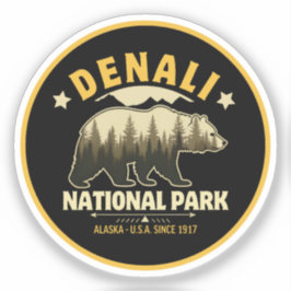Denali National Park Alaska Forest Landscape Sticker