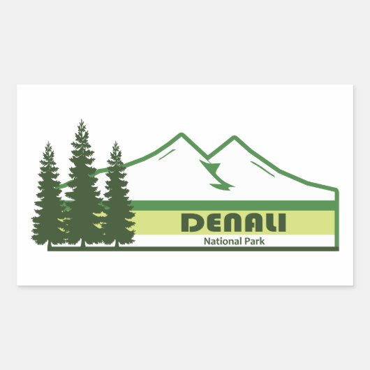 Denali National Park Alaska Green Stripes Rechthoekige Sticker (Voorkant)