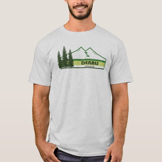 Denali National Park Alaska Green Stripes T-shirt (Voorkant)