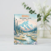 Denali National Park Alaska Mount Hand getrokken Briefkaart (Staand voorkant)