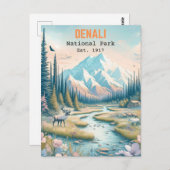 Denali National Park Alaska Mount Hand getrokken Briefkaart (Voorkant / Achterkant)