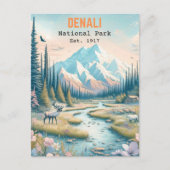Denali National Park Alaska Mount Hand getrokken Briefkaart (Voorkant)