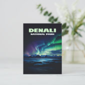 Denali National Park Alaska Noorderlicht Retro Briefkaart (Staand voorkant)