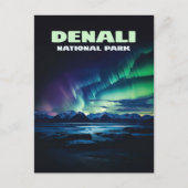 Denali National Park Alaska Noorderlicht Retro Briefkaart (Voorkant)