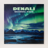 Denali National Park Alaska Noorderlicht Retro Legpuzzel (Verticaal)