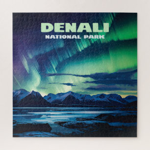 Denali National Park Alaska Noorderlicht Retro Legpuzzel