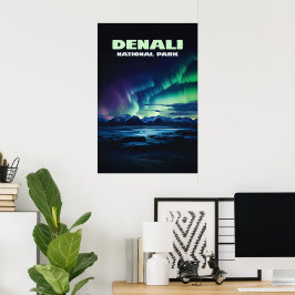 Denali National Park Alaska Noorderlicht Retro Poster