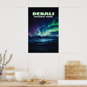 Denali National Park Alaska Noorderlicht Retro Poster (Keuken)