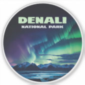 Denali National Park Alaska Noorderlicht Retro Sticker (Voorkant)