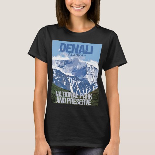 Denali National Park Alaska Poster Design T-shirt (Voorkant)