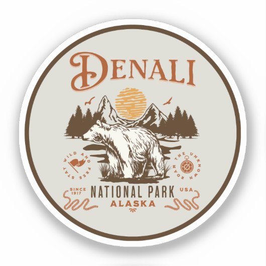 Denali National Park Alaska Sticker (Voorkant)