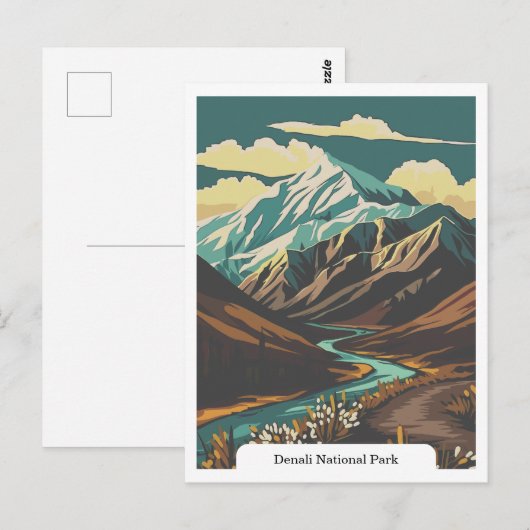 Denali National Park, Alaska, Verenigde Staten Briefkaart (Voorkant / Achterkant)