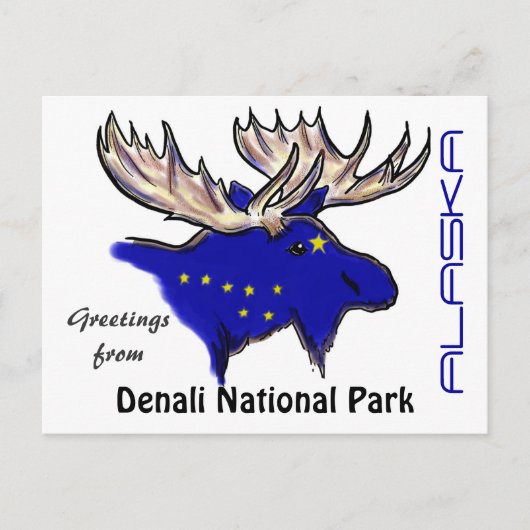 Denali National Park Alaska vlag elk briefkaart (Voorkant)