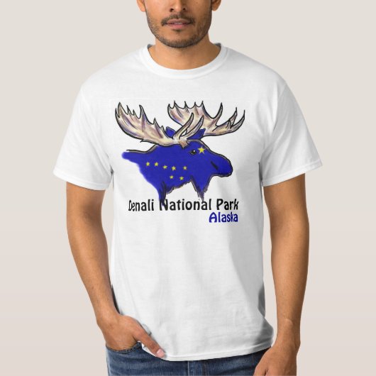 Denali National Park Alaska vlag elk waarde t-shir T-shirt (Voorkant)