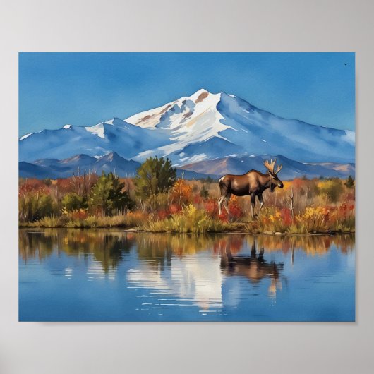 Denali National Park Alaska Waterverf Poster (Voorkant)