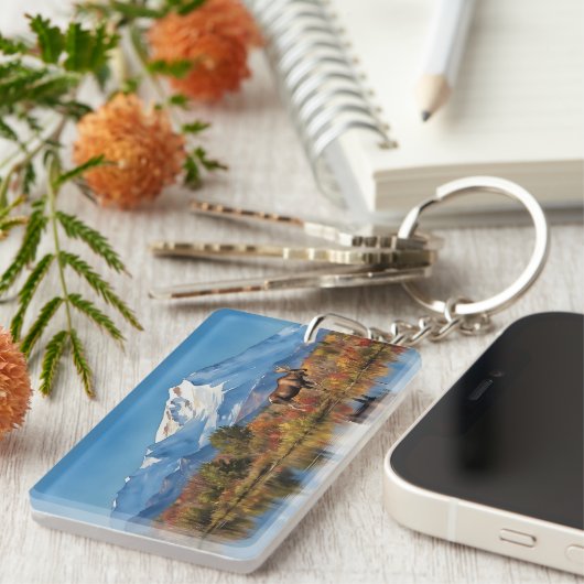 Denali National Park Alaska Waterverf Sleutelhanger (Voorkant Rechts)