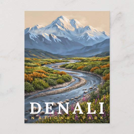 Denali National Park Bergwildernis Briefkaart (Voorkant)