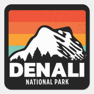 Denali National Park Cool Retro  Gift Vierkante Sticker