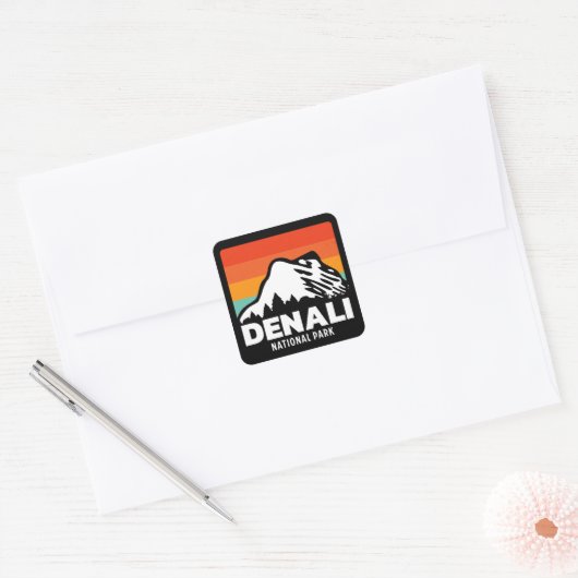 Denali National Park Cool Retro  Gift Vierkante Sticker (Envelop)