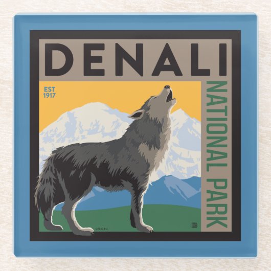 Denali National Park | Howling Wolf Glazen Onderzetter (Voorkant)