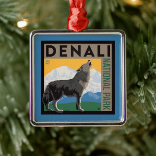 Denali National Park   Howling Wolf Metalen Ornament