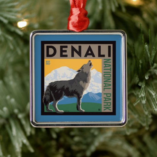 Denali National Park | Howling Wolf Metalen Ornament (Boom)