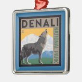 Denali National Park | Howling Wolf Metalen Ornament (Links)