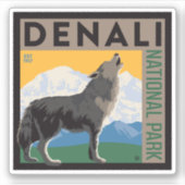 Denali National Park | Howling Wolf Sticker (Voorkant)