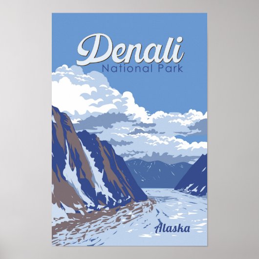 Denali National Park Illustratie Reis Vintage Poster (Voorkant)
