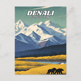 Denali National Park illustratie retro Briefkaart