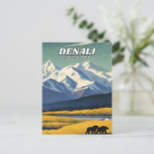 Denali National Park illustratie retro Briefkaart (Staand voorkant)