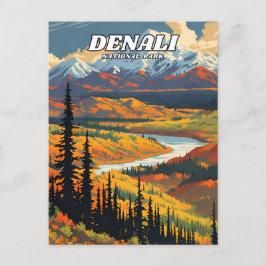 Denali National Park illustratie retro decoratief Briefkaart