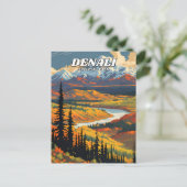 Denali National Park illustratie retro decoratief Briefkaart (Staand voorkant)