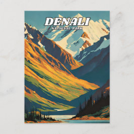 Denali National Park illustratie retro Klassiek Briefkaart