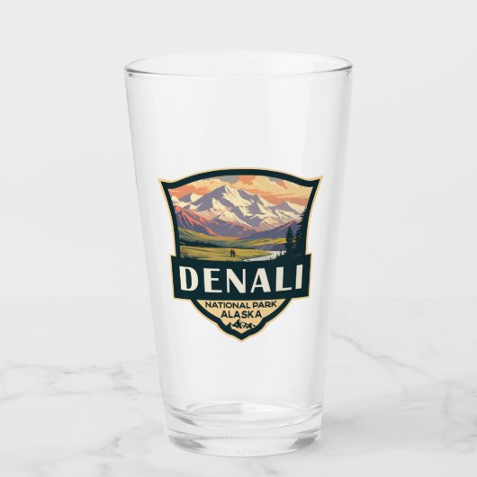 Denali National Park Illustration Travel Glas (Voorkant)