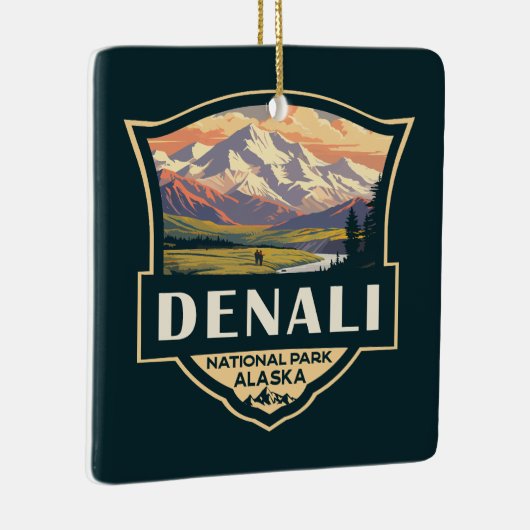 Denali National Park Illustration Travel  Keramisch Ornament (Rechts)