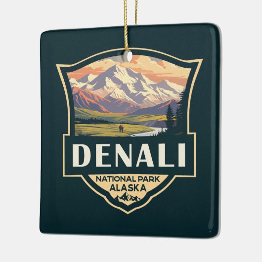 Denali National Park Illustration Travel  Keramisch Ornament (Links)