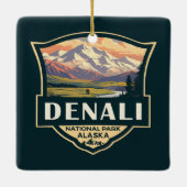 Denali National Park Illustration Travel  Keramisch Ornament (Achterkant)