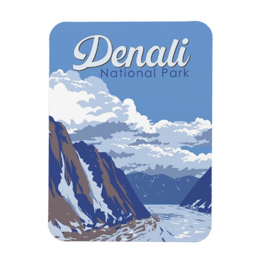 Denali National Park Illustration Travel  Magneet (Verticaal)