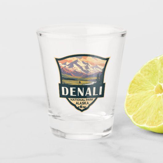 Denali National Park Illustration Travel  Shot Glas (Voorkant)