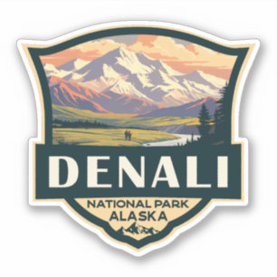 Denali National Park Illustration Travel  Sticker