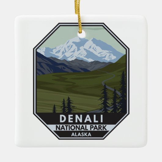 Denali National Park Road naar Denali Keramisch Ornament (Voorkant)