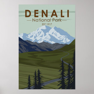 Denali National Park Road naar Denali Poster