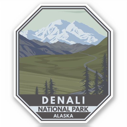 Denali National Park Road naar Denali Sticker (Voorkant)