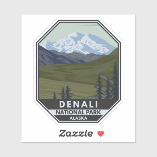 Denali National Park Road naar Denali Sticker (Vel)