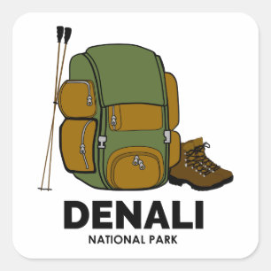 Denali National Park-rugzak Vierkante Sticker
