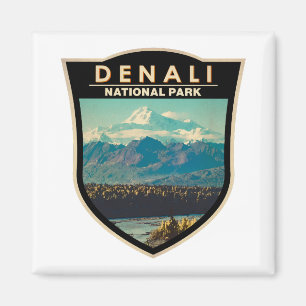 Denali National Park Waterverf Badge Magneet